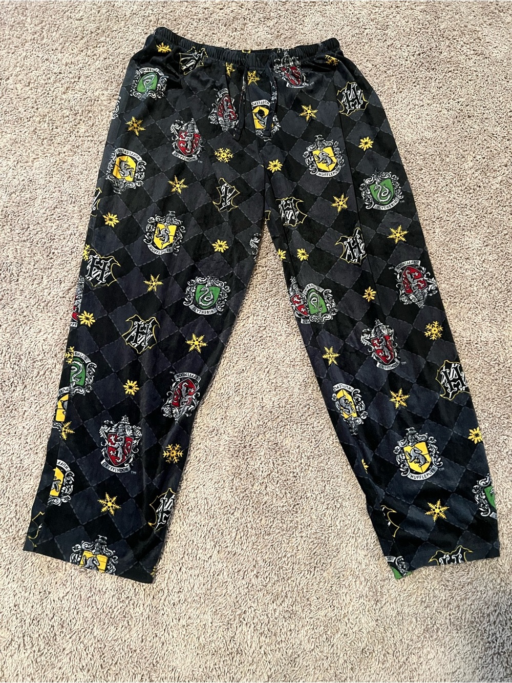 Black Hogwarts House Crest Lounge Pants XL Unisex